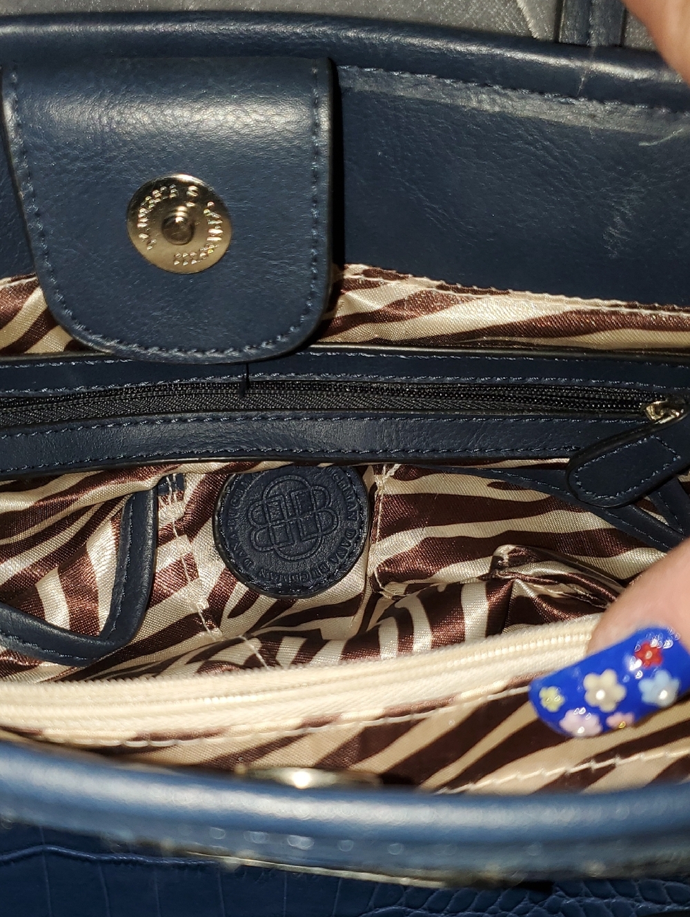 Blue Croc-Embossed Tote Bag by Dana Buchman - Picture 4 of 6